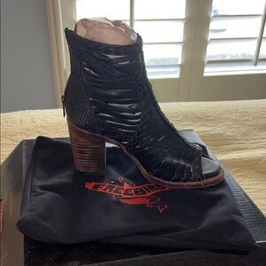 Free People Black Cutout Heeled Boots